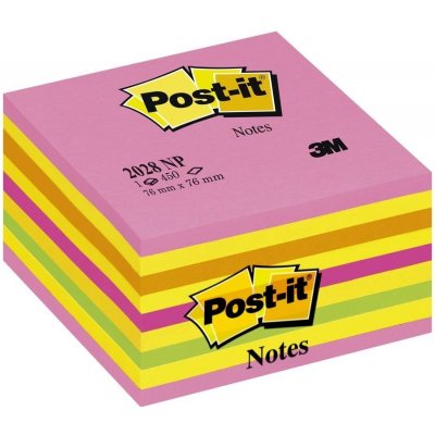 3M 3M Post-it kostka 2028NP, velikost 76x76 mm, růžová, žlutá, oranžová, zelená, 450 lístků (2028 NP) – Hledejceny.cz