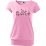 NakupTextil Tričko City s potiskem bílé a černé kytky 30-růžová – Sleviste.cz