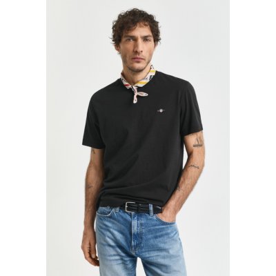 Gant REG SHIELD SS T-SHIRT BLACK – Zboží Mobilmania