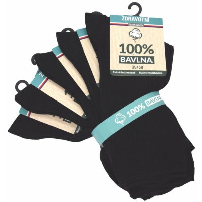 100% bavlna klasické dámské bavlněné jednobarevné žebrované zdravotní ponožky mix1 – Zboží Dáma