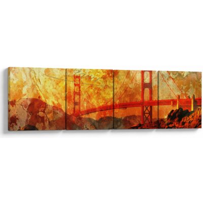 Obraz - Golden Gate, San Francisco, Kalifornie, Čtyřdílný 160x40 cm – Hledejceny.cz