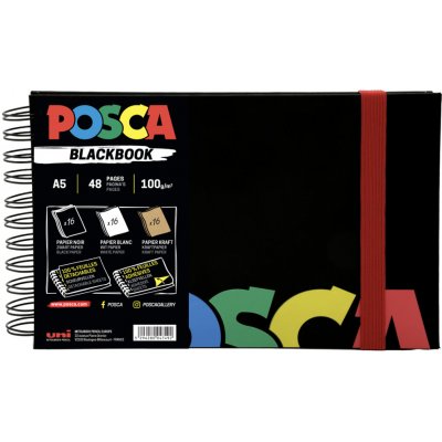 UNI Posca skicák A5 48 listů černý mix 3 barev papíru 100 g – Hledejceny.cz
