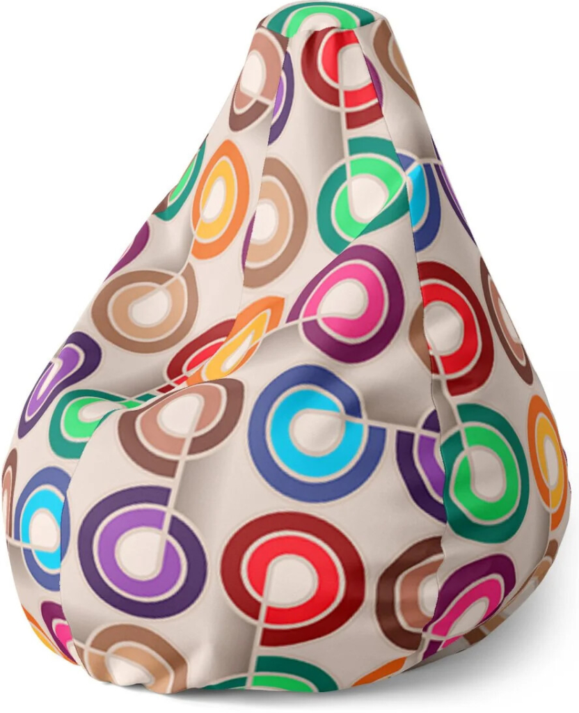 Sablio Sedací vak Pear Barevné spirály 70 x 95 x 15 cm