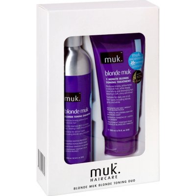 muk HairCare BLONDE TONING DUO Tónovací šampon pro blond vlasy 300 ml + Minutová tónovací maska pro blond vlasy Blonde Muk 200 ml dárková sada