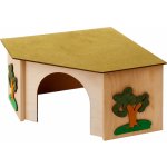 JK ANIMALS Dřevěný rohový domek pro králíky 27 x 27 x 15 cm – Hledejceny.cz