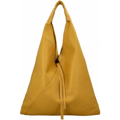 Nadčasová dámská kožená taška na rameno Arleen žlutá