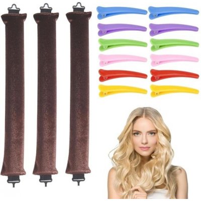 3dílná dlouhá kulma s 9 sponami, bezhřevná kulma na vlasy, noční foukací kulma pro všechny typy – Zboží Dáma