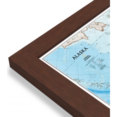 National Geographic Aljaška (Alaska) - nástěnná mapa 103 x 77 cm Varianta: mapa v dřevěném rámu, Provedení: Pegi višeň – Zboží Dáma