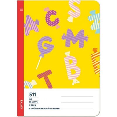 Optys Školní sešit 511 bezdřevý s dvěmi pomocnými linkami 20 mm písmena – Zboží Dáma