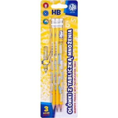 ASTRA Tužka HB s potiskem násobilky 3ks 166742 – Zboží Živě