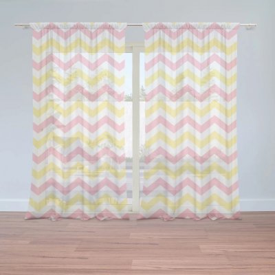 Sablio Záclony Růžové a žluté klikyháky: 2ks 150x250cm – Zboží Mobilmania