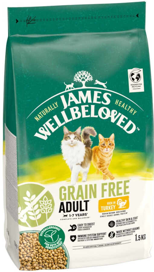 James Wellbeloved Grain Free Adult Cat Hypoallergenic granule krůtí 1,5 kg