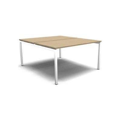 No brand Sdružený kancelářský stůl MOON U, 140 x 164 x 74 cm, bělený dub/bílá 48544
