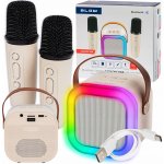 BLUETOOTH REPRODUKTOR PŘENOSNÝ KARAOKE RGB 2 MIKROFONY USB SD MINI JACK – Sleviste.cz