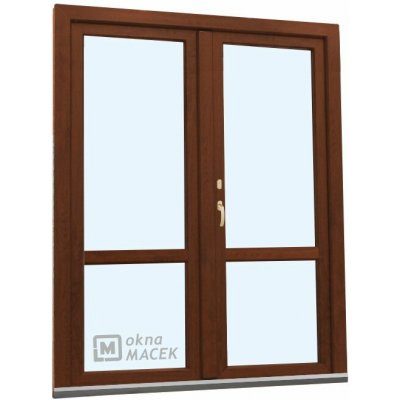 Kömmerling balkonové dveře 70 AD s příčkou levé ořech/ořech 150 x 210 cm, O+OS klapačka oboustranná klika + FAB + hliníkový pr – Hledejceny.cz