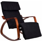 Modernhome Houpací křeslo nastavitelná podnožka dřevěné područky TXRC-03 černo-hnědé – Hledejceny.cz
