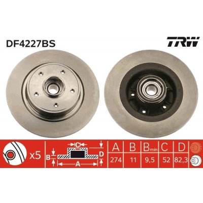 Brzdový kotouč TRW DF4227BS | Zboží Auto
