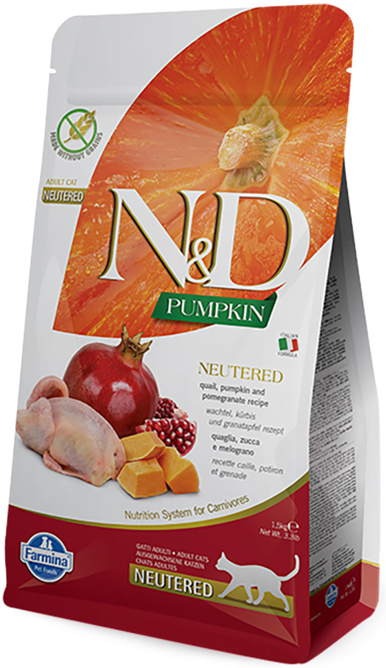Farmina N&D GF Adult Cat Pumpkin Neutered Quail & Pomegranate 5 kg