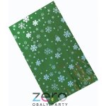 Sáček PP 20x35 cm - VÁNOCE (vánice) - transp. se zeleným pozadím a tiskem vloček – Zboží Dáma