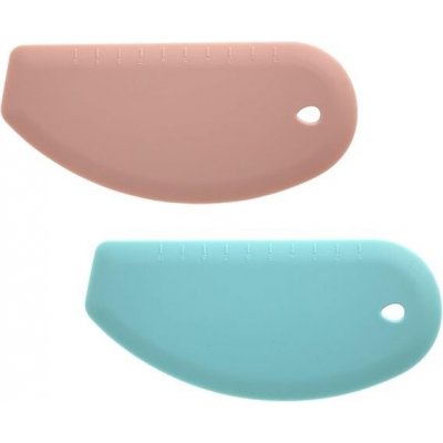 2 ks silikonová škrabka na těsto, zaoblená hrana bílá škrabka a nerezový plech škrabka na těsto, – Zboží Mobilmania