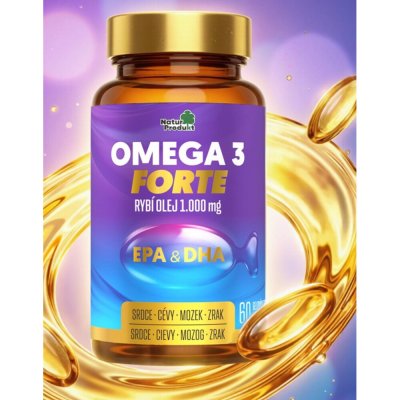 Naturprodukt Omega 3 FORTE 1000 mg rybí olej s vitaminem E 60 kapslí – Hledejceny.cz