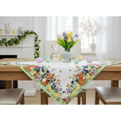 Mybesthome Velikonoční vzorovaný ubrus EASTERS FRIENDS 85x85 cm – Sleviste.cz