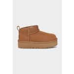 UGG CLASSIC ULTRA MINI PLATFORM dětské semišové sněhule hnědá – Zboží Mobilmania