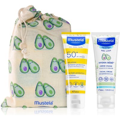 Mustela Bébé voděodolné mléko na opalování pro děti SPF50+ 40 ml + zvláčňující balzám pro děti od narození 40 ml dárková sada – Zbozi.Blesk.cz