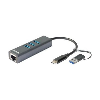 D-Link USB-C/USB to Gigabit Ethernet Adapter with 3 USB 3.0 Ports DUB-2332 – Zboží Mobilmania