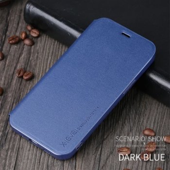 Pouzdro X-Level kožené flipové se stojánkem iPhone 12 mini - modré