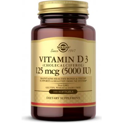 Solgar Vitamin D3 5000 IU 100 softgel kapslí – Hledejceny.cz
