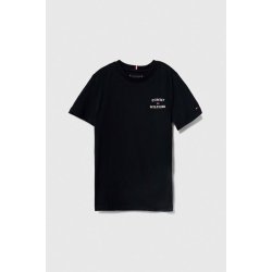 Tommy Hilfiger dětské bavlněné tričko s potiskem KB0KB08807.128.176.PPYH tmavomodrá