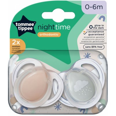 Tommee Tippee šidítko symetrický silikon Night 2 ks růžová/modrá – Hledejceny.cz