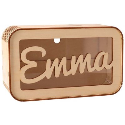 ČistéDřevo Dřevěná pokladnička se jménem - malá – Zboží Dáma