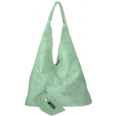 Kožená velká dámská kabelka přes rameno Alma mentolová zelená – Zboží Mobilmania