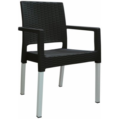 Mega Plast, plastová židle RATAN LUX (AL nohy), 88 x 56,5 x 56 cm, stohovatelná, antracit – Hledejceny.cz