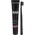 Curaprox Black Is White zubní pasta Black Is White 90 ml + zubní kartáček Black Is White dárková sada – Zboží Dáma
