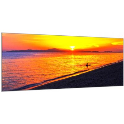 Obraz skleněný zlatý západ slunce u moře - 30 x 40 cm – Hledejceny.cz