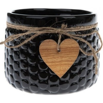Indecor Květináč keramika dřevo černý 9x9x11 cm