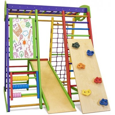 KinderSport hrací sestava Eco s ribstole, skluzavkou a lezeckou stenou – Sleviste.cz