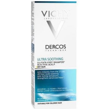 Vichy Dercos Ultra Soothing ultrazklidňující šampon pro suché vlasy a citlivou pokožku hlavy No Parabens Hypoallergenic 390 ml