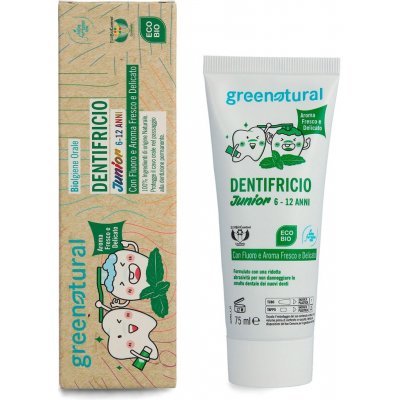 Greenatural pro děti 6-12 let s fluoridem jemná máta BIO 75 ml – Hledejceny.cz
