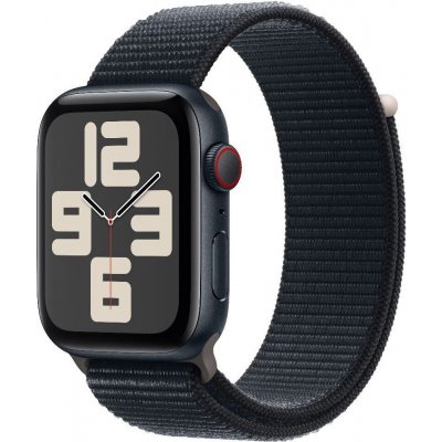 Apple Watch SE (2023) GPS + Cellular 44mm temně inkoustové hliníkové pouzdro s temně inkoustovým provlékacím sportovním řemínkem