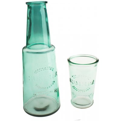 Dakls Zelená skleněná karafa se sklenicí 800 ml – Sleviste.cz