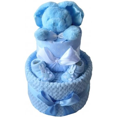 Brumlík plenkový dvoupatrový dort Zajíček modrý – Zboží Dáma