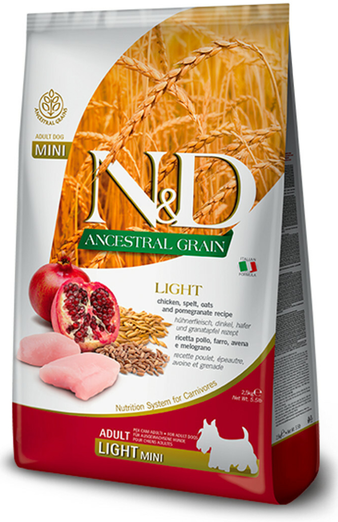 N&D Ancestral Grain Dog Adult Light Mini Chicken & Pomegranate 2,5 kg