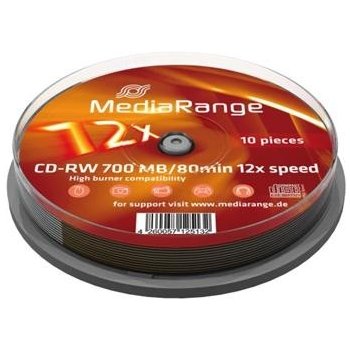 Mediarange CD-RW 700MB 12x, spindle, 10ks (MR235)