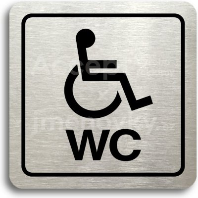 ACCEPT Piktogram WC invalidé (imobilní) - stříbrná tabulka - černý tisk – Zboží Mobilmania