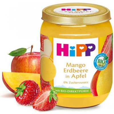 HiPP BIO Jablka s mangem a jahodami 160 g – Sleviste.cz