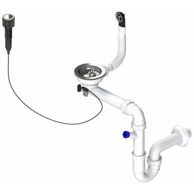 Sifon 3 1/2 " pro granitové dřezy s extra úsporou místa a s exc. ovladačem (clic-clac) – Sleviste.cz